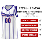 Custom White Royal Blue Red Vertical Stripes Single Sided Sets Basketball Jersey | BuyFootballJersey