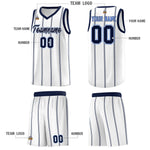 Custom White Navy Light Blue Vertical Stripes Single Sided Sets Basketball Jersey | BuyFootballJersey