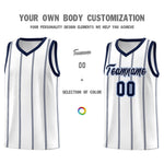 Custom White Navy Light Blue Vertical Stripes Single Sided Sets Basketball Jersey | BuyFootballJersey