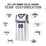 Custom White Navy Light Blue Vertical Stripes Single Sided Sets Basketball Jersey | BuyFootballJersey