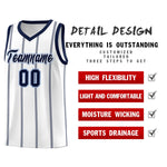 Custom White Navy Light Blue Vertical Stripes Single Sided Sets Basketball Jersey | BuyFootballJersey