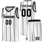 Custom White Black Gray Vertical Stripes Single Sided Sets Basketball Jersey | BuyFootballJersey