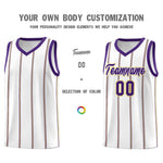 Custom White Purple Gold Vertical Stripes Single Sided Sets Basketball Jersey | BuyFootballJersey