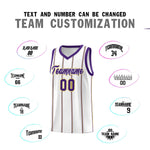 Custom White Purple Gold Vertical Stripes Single Sided Sets Basketball Jersey | BuyFootballJersey