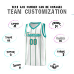 Custom White Aqua Orange Vertical Stripes Single Sided Sets Basketball Jersey | BuyFootballJersey