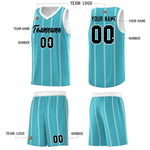 Custom Sky Blue White Black Vertical Stripes Single Sided Sets Basketball Jersey | BuyFootballJersey