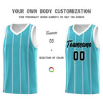 Custom Sky Blue White Black Vertical Stripes Single Sided Sets Basketball Jersey | BuyFootballJersey