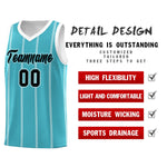 Custom Sky Blue White Black Vertical Stripes Single Sided Sets Basketball Jersey | BuyFootballJersey