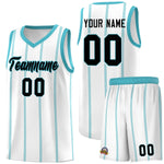 Custom White Sky Blue Black Vertical Stripes Single Sided Sets Basketball Jersey | BuyFootballJersey