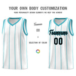 Custom White Sky Blue Black Vertical Stripes Single Sided Sets Basketball Jersey | BuyFootballJersey