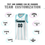 Custom White Sky Blue Black Vertical Stripes Single Sided Sets Basketball Jersey | BuyFootballJersey