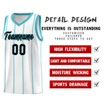 Custom White Sky Blue Black Vertical Stripes Single Sided Sets Basketball Jersey | BuyFootballJersey