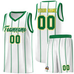 Custom White Kelly Green Gold Vertical Stripes Single Sided Sets Basketball Jersey | BuyFootballJersey