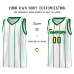 Custom White Kelly Green Gold Vertical Stripes Single Sided Sets Basketball Jersey | BuyFootballJersey