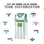 Custom White Kelly Green Gold Vertical Stripes Single Sided Sets Basketball Jersey | BuyFootballJersey