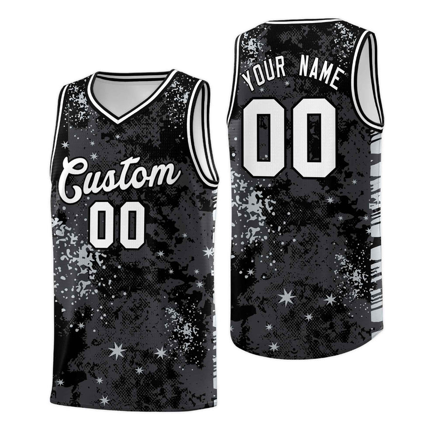 Custom Black Gray Vice Burst Galactic Graffiti Stretch Fabric Basketball Jersey | BuyFootballJersey