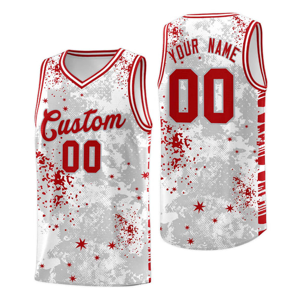 Custom White Red Vice Burst Graffiti Pattern Breathable Basketball Jersey | BuyFootballJersey