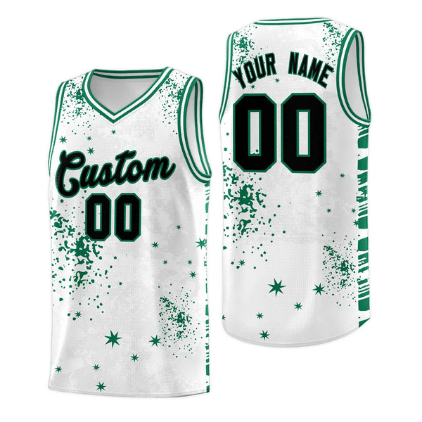 Custom White Kelly Green Vice Burst Graffiti Pattern Breathable Basketball Jersey | BuyFootballJersey