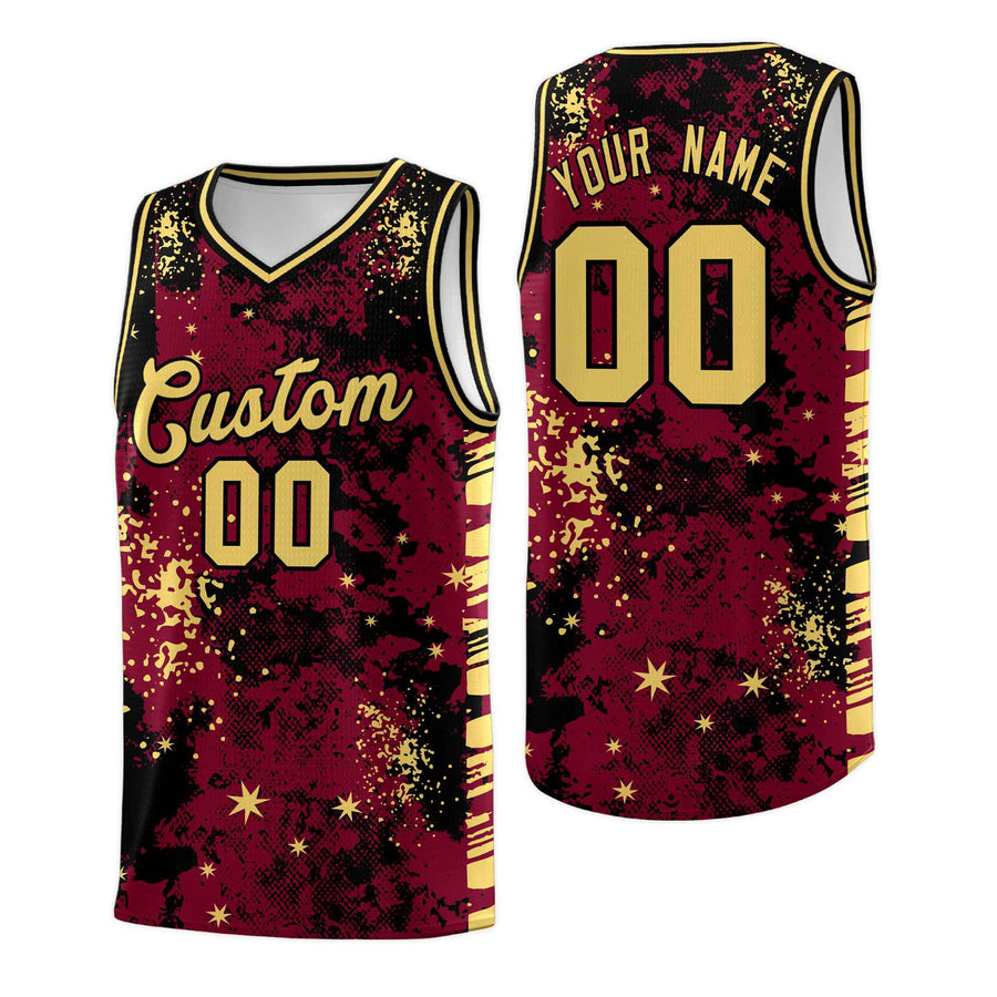 Custom Crimson Black Vice Burst Graffiti Pattern Lightweight Basketball Jersey | BuyFootballJersey