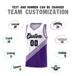 Custom White Purple Diagonal Stripes Color Block Sets Basketball Jersey | BuyFootballJersey