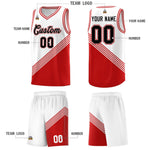 Custom White Red Diagonal Stripes Color Block Sets Basketball Jersey | BuyFootballJersey