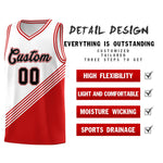 Custom White Red Diagonal Stripes Color Block Sets Basketball Jersey | BuyFootballJersey
