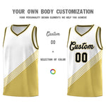 Custom White Old Gold Black Diagonal Stripes Color Block Sets Basketball Jersey | BuyFootballJersey