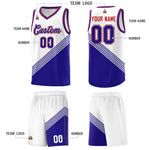 Custom White Royal Blue Red Diagonal Stripes Color Block Sets Basketball Jersey | BuyFootballJersey