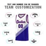Custom White Royal Blue Red Diagonal Stripes Color Block Sets Basketball Jersey | BuyFootballJersey