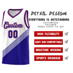 Custom White Royal Blue Red Diagonal Stripes Color Block Sets Basketball Jersey | BuyFootballJersey