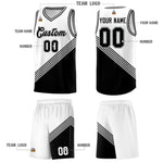 Custom White Black Diagonal Stripes Color Block Sets Basketball Jersey | BuyFootballJersey