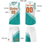 Custom White Aqua Diagonal Stripes Color Block Sets Basketball Jersey | BuyFootballJersey