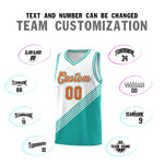 Custom White Aqua Diagonal Stripes Color Block Sets Basketball Jersey | BuyFootballJersey