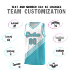 Custom White Sky Blue Diagonal Stripes Color Block Sets Basketball Jersey | BuyFootballJersey