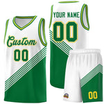 Custom White Kelly Green Gold Diagonal Stripes Color Block Sets Basketball Jersey | BuyFootballJersey