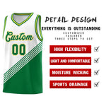 Custom White Kelly Green Gold Diagonal Stripes Color Block Sets Basketball Jersey | BuyFootballJersey