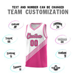 Custom White Pink Diagonal Stripes Color Block Sets Basketball Jersey | BuyFootballJersey