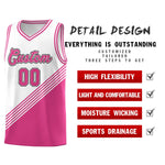Custom White Pink Diagonal Stripes Color Block Sets Basketball Jersey | BuyFootballJersey