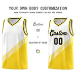 Custom White Gold Navy Diagonal Stripes Color Block Sets Basketball Jersey | BuyFootballJersey