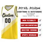 Custom White Gold Navy Diagonal Stripes Color Block Sets Basketball Jersey | BuyFootballJersey