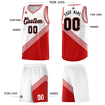 Custom White Red Diagonal Stripes Color Block Sets Basketball Jersey | BuyFootballJersey