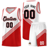 Custom White Red Diagonal Stripes Color Block Sets Basketball Jersey | BuyFootballJersey