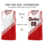 Custom White Red Diagonal Stripes Color Block Sets Basketball Jersey | BuyFootballJersey