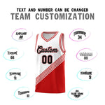 Custom White Red Diagonal Stripes Color Block Sets Basketball Jersey | BuyFootballJersey