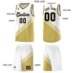 Custom White Old Gold Black Diagonal Stripes Color Block Sets Basketball Jersey | BuyFootballJersey