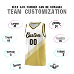 Custom White Old Gold Black Diagonal Stripes Color Block Sets Basketball Jersey | BuyFootballJersey