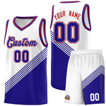 Custom White Royal Blue Red Diagonal Stripes Color Block Sets Basketball Jersey | BuyFootballJersey