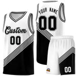 Custom White Black Diagonal Stripes Color Block Sets Basketball Jersey | BuyFootballJersey