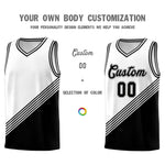 Custom White Black Diagonal Stripes Color Block Sets Basketball Jersey | BuyFootballJersey