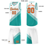 Custom White Aqua Diagonal Stripes Color Block Sets Basketball Jersey | BuyFootballJersey